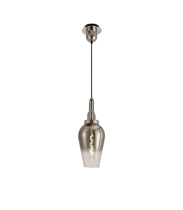 Yorktown 1 Light Pendant E27 23cm Pear Glass Polished Nickel/Matt Black/Smoked/Clear-4