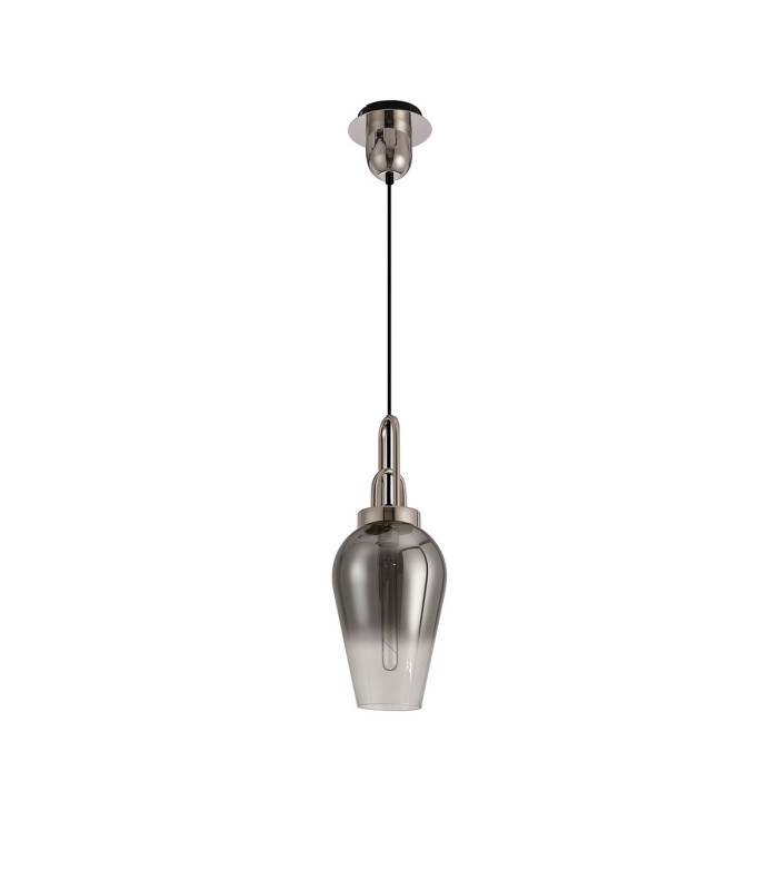 Yorktown 1 Light Pendant E27 23cm Pear Glass Polished Nickel/Matt Black/Smoked/Clear-5