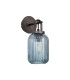 Yorktown Mini Wall Light Switched 1 x E27 Aged Pewter 14cm Tubular Ribbed Glass Petrol Blue-3