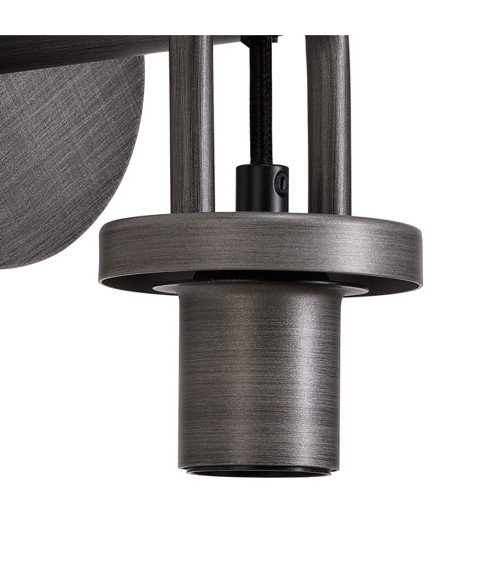 Yorktown Mini Wall Light Switched 1 x E27 Aged Pewter 14cm Tubular Ribbed Glass Petrol Blue-5