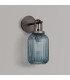 Yorktown Mini Wall Light Switched 1 x E27 Aged Pewter 14cm Tubular Ribbed Glass Petrol Blue-6