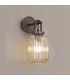 Yorktown Mini Wall Light Switched 1 x E27 Aged Pewter 14cm Tubular Ribbed Glass Champagne-3
