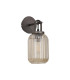 Yorktown Mini Wall Light Switched 1 x E27 Aged Pewter 14cm Tubular Ribbed Glass Champagne-4