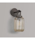 Yorktown Mini Wall Light Switched 1 x E27 Aged Pewter 14cm Tubular Ribbed Glass Champagne-7