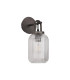 Yorktown Mini Wall Light Switched 1 x E27 Aged Pewter 14cm Tubular Ribbed Glass Clear-4
