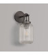 Yorktown Mini Wall Light Switched 1 x E27 Aged Pewter 14cm Tubular Ribbed Glass Clear-7