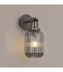 Yorktown Mini Wall Light Switched 1 x E27 Aged Pewter 14cm Tubular Ribbed Glass Smoked-3