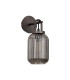 Yorktown Mini Wall Light Switched 1 x E27 Aged Pewter 14cm Tubular Ribbed Glass Smoked-4