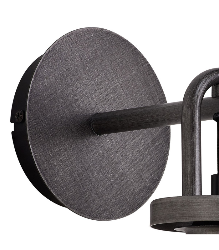 Yorktown Mini Wall Light Switched 1 x E27 Aged Pewter 14cm Tubular Ribbed Glass Smoked-5