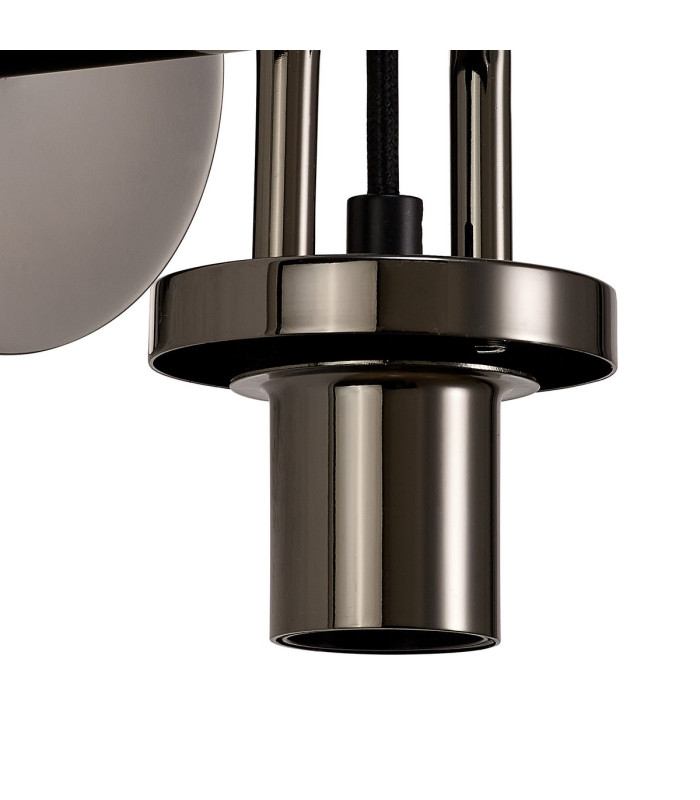 Yorktown Mini Wall Light Switched 1 x E27 Black Chrome 14cm Tubular Ribbed Glass Petrol Blue-6