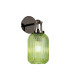 Yorktown Mini Wall Light Switched 1 x E27 Black Chrome 14cm Tubular Ribbed Glass Green-1