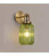 Yorktown Mini Wall Light Switched 1 x E27 Brass Gold 14cm Tubular Ribbed Glass Green-3