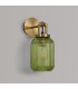 Yorktown Mini Wall Light Switched 1 x E27 Brass Gold 14cm Tubular Ribbed Glass Green-7