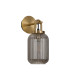 Yorktown Mini Wall Light Switched 1 x E27 Brass Gold 14cm Tubular Ribbed Glass Smoked-4