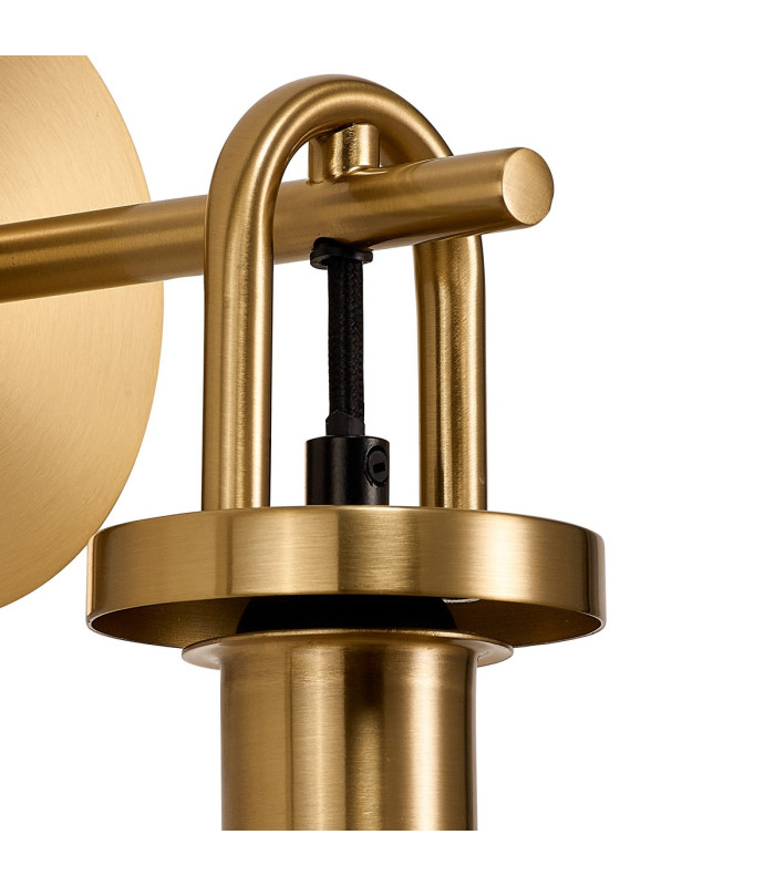 Yorktown Mini Wall Light Switched 1 x E27 Brass Gold 14cm Tubular Ribbed Glass Smoked-6