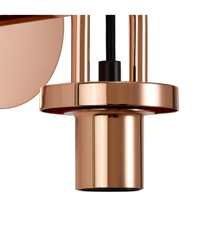 Yorktown Mini Wall Light Switched 1 x E27 Copper 14cm Tubular Ribbed Glass Petrol Blue-6