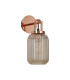 Yorktown Mini Wall Light Switched 1 x E27 Copper 14cm Tubular Ribbed Glass Champagne-4