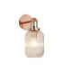 Yorktown Mini Wall Light Switched 1 x E27 Copper 14cm Tubular Ribbed Glass Clear-1