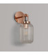 Yorktown Mini Wall Light Switched 1 x E27 Copper 14cm Tubular Ribbed Glass Clear-7