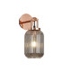 Yorktown Mini Wall Light Switched 1 x E27 Copper 14cm Tubular Ribbed Glass Smoked-1
