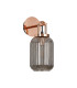 Yorktown Mini Wall Light Switched 1 x E27 Copper 14cm Tubular Ribbed Glass Smoked-4