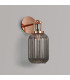 Yorktown Mini Wall Light Switched 1 x E27 Copper 14cm Tubular Ribbed Glass Smoked-7