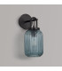 Yorktown Mini Wall Light Switched 1 x E27 Matt Black 14cm Tubular Ribbed Glass Petrol Blue-7