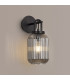 Yorktown Mini Wall Light Switched 1 x E27 Matt Black 14cm Tubular Ribbed Glass Smoked-3
