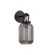 Yorktown Mini Wall Light Switched 1 x E27 Matt Black 14cm Tubular Ribbed Glass Smoked-4