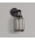 Yorktown Mini Wall Light Switched 1 x E27 Matt Black 14cm Tubular Ribbed Glass Smoked-7