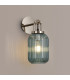 Yorktown Mini Wall Light Switched 1 x E27 Polished Nickel 14cm Tubular Ribbed Glass Petrol Blue-3