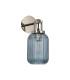 Yorktown Mini Wall Light Switched 1 x E27 Polished Nickel 14cm Tubular Ribbed Glass Petrol Blue-4