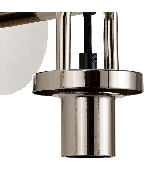 Yorktown Mini Wall Light Switched 1 x E27 Polished Nickel 14cm Tubular Ribbed Glass Petrol Blue-6