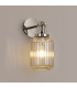 Yorktown Mini Wall Light Switched 1 x E27 Polished Nickel 14cm Tubular Ribbed Glass Champagne-3
