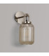 Yorktown Mini Wall Light Switched 1 x E27 Polished Nickel 14cm Tubular Ribbed Glass Champagne-7