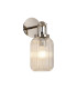 Yorktown Mini Wall Light Switched 1 x E27 Polished Nickel 14cm Tubular Ribbed Glass Clear-1