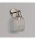 Yorktown Mini Wall Light Switched 1 x E27 Polished Nickel 14cm Tubular Ribbed Glass Clear-7