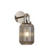 Yorktown Mini Wall Light Switched 1 x E27 Polished Nickel 14cm Tubular Ribbed Glass Smoked-1