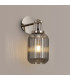 Yorktown Mini Wall Light Switched 1 x E27 Polished Nickel 14cm Tubular Ribbed Glass Smoked-3