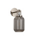 Yorktown Mini Wall Light Switched 1 x E27 Polished Nickel 14cm Tubular Ribbed Glass Smoked-4
