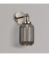 Yorktown Mini Wall Light Switched 1 x E27 Polished Nickel 14cm Tubular Ribbed Glass Smoked-7