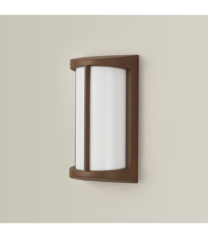 Albion Wall Lamp 1 x E27 IP54 Dark Brown/Opal -12