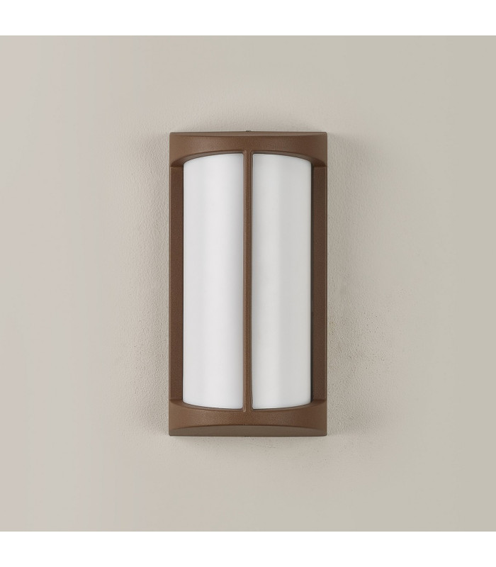 Albion Wall Lamp 1 x E27 IP54 Dark Brown/Opal -14