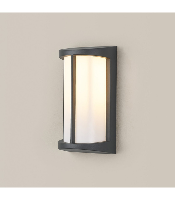 Albion Wall Lamp 1 x E27 IP54 Dark Grey/Opal -3
