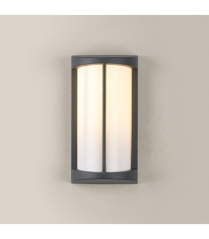 Albion Wall Lamp 1 x E27 IP54 Dark Grey/Opal -13