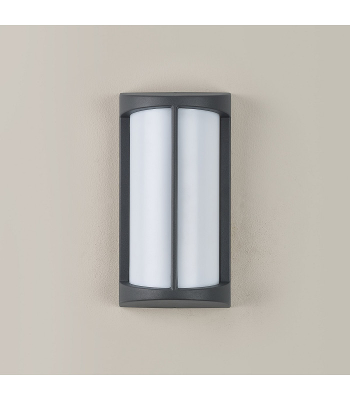 Albion Wall Lamp 1 x E27 IP54 Dark Grey/Opal -14