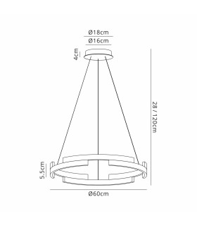 Cato 60cm Pendant 36W LED 4000K 1300lm 3 Step Dimming Brown Oxide -2