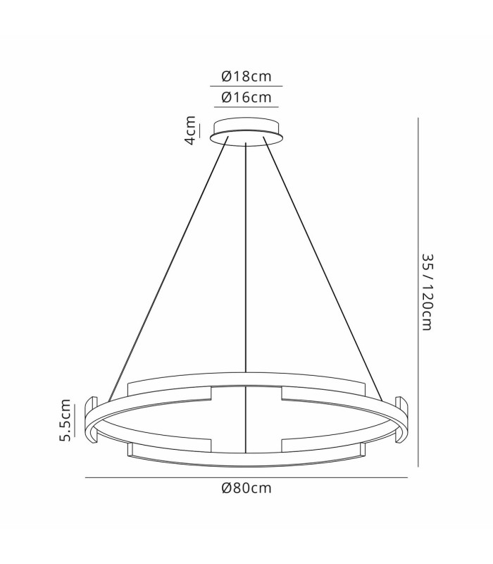 Cato 80cm Pendant 44W LED 4000K 1700lm 3 Step Dimming Brown Oxide -2