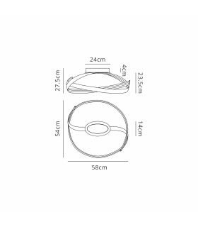 Albany Loop Semi Flush Ceiling Light 1 x 34W LED Triac Dimmable 3000K 1900lm Dark Grey -2