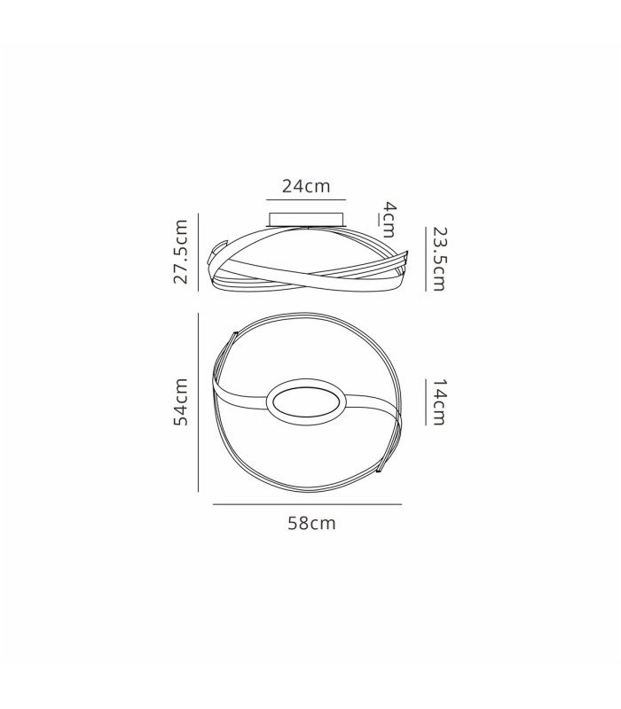 Albany Loop Semi Flush Ceiling Light 1 x 34W LED Triac Dimmable 3000K 1900lm Dark Grey -2